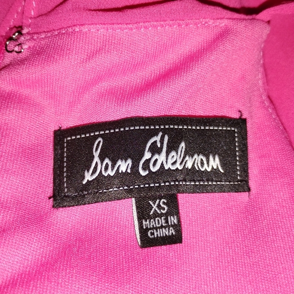 HOT PINK PLEATED CHIFFON DRESS - Picture 2 of 9